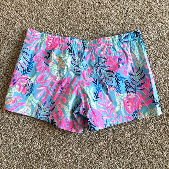 Lilly Pulitzer Women's Sz XL Blue & Pink Floral Print Ocean View SHORT - Picture 2 of 10